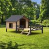 Finnish Spruce Cabin Dog House with Porch - 66 Inch