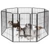 40 Inch 8-Panel Foldable Metal Dog Playpen & Pet Fence