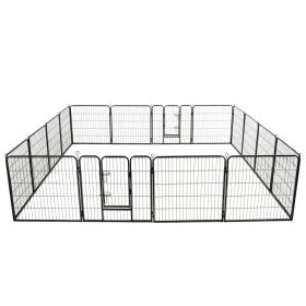 Foldable 16-Panel Steel Dog Playpen - 31.5 Inch Black