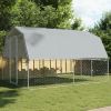 Silver Galvanized Steel Outdoor Dog Cage - Large & Sturdy