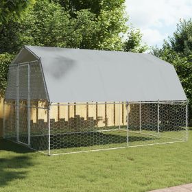 Silver Galvanized Steel Outdoor Dog Cage - Large & Sturdy