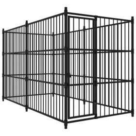 Black Steel Dog Kennel 118 x 59 x 73 Inch