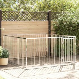 Silver Steel Dog Kennel 78.7 x 78.7 x 39.4 Inch