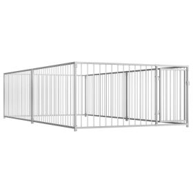 Silver Steel Outdoor Dog Kennel - 13 Ft Long Pen
