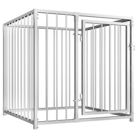 Silver Steel Mesh Dog Kennel 39 x 39 x 39 Inch