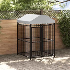 Black Steel Dog Kennel with Polyethylene Cover
