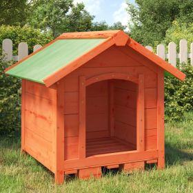 Solid Pine Dog Kennel 25.6 x 25.6 x 24 Inch, Brown