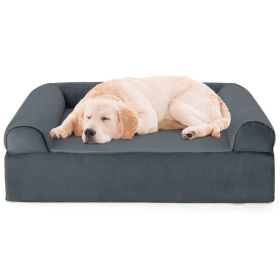 Orthopedic Memory Foam Dog Bed with Cooling Gel & Headrest