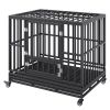 VEVOR 42 Inch Heavy Duty Dog Crate with 3 Doors & Wheels