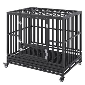 VEVOR 42 Inch Heavy Duty Dog Crate with 3 Doors & Wheels