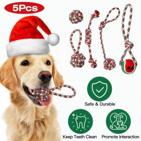 Petjoy 5-Piece Christmas Rope Chew Toy Set