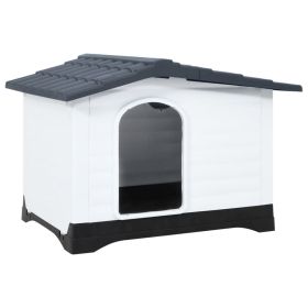 Small Elevated Polypropylene Dog House - Gray & White