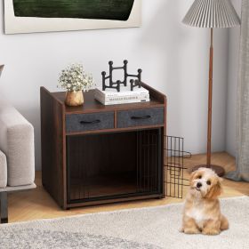 Dog Crate End Table with 2 Fabric Drawers