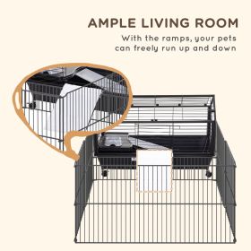 Small Animal Playpen with Wheels & Water Bottle - 35 Inch