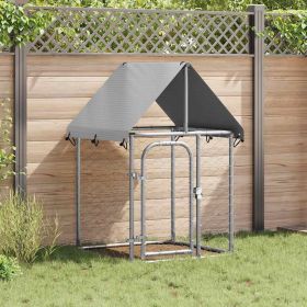 Steel Dog Kennel with Canopy 39.4 x 39.4 x 59 Inch