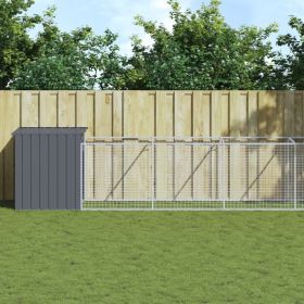 Anthracite Steel Dog House with 200 Inch Ventilated Run