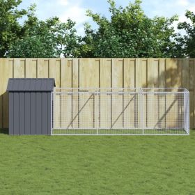 Anthracite Steel Dog House & Run 46 x 159 Inch