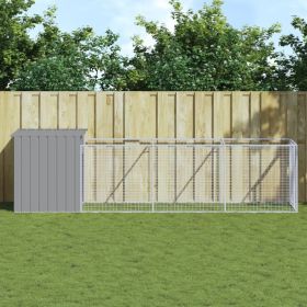 Light Gray Steel Dog House & Run 43 x 159 Inch