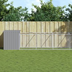 Light Gray Steel Dog House & Run 43 x 240 Inch
