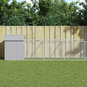 Light Gray Steel Dog House & Run 46 x 240 Inch