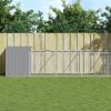 PawSafe Light Gray Steel Dog House with Sloped-Roof Run