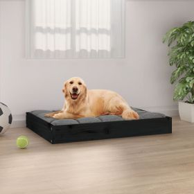 Minimalist Solid Pine Raised Dog Bed - 28 x 21 Inch, Black