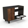 Direct Wicker Pet Feeder Cabinet with Pull-Out Bowls