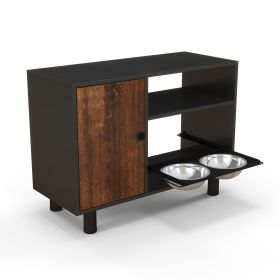 Direct Wicker Pet Feeder Cabinet with Pull-Out Bowls