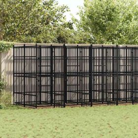 Powder-Coated Steel Dog Kennel 138.9 Sq Ft Pen