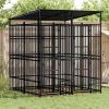 Black Powder-Coated Steel Dog Kennel - 39.7 Sq Ft