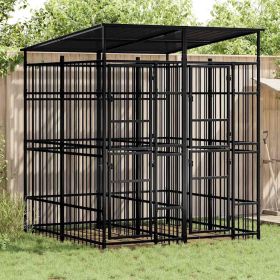 Black Powder-Coated Steel Dog Kennel - 39.7 Sq Ft