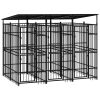 Steel Dog Kennel with Waterproof Roof - 59.5 Sq Ft