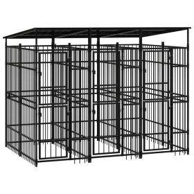 Steel Dog Kennel with Waterproof Roof - 59.5 Sq Ft