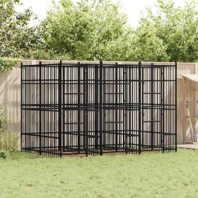 Powder-Coated Steel Dog Kennel 79.3 Sq Ft Pen