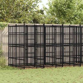 Powder-Coated Steel Dog Kennel 119 Sq Ft Outdoor Pen
