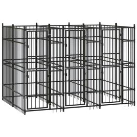 Powder-Coated Steel Dog Kennel 59.5 Sq Ft, Weatherproof