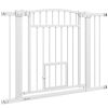 PawHut Extra Wide Walk-Through Dog Gate with Cat Door
