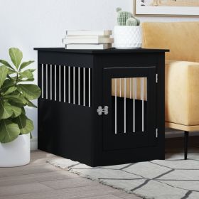 Black Wood & Steel Dog Crate End Table - 21.7 x 31 Inch
