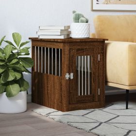 Brown Oak Dog Crate End Table for Medium Breeds