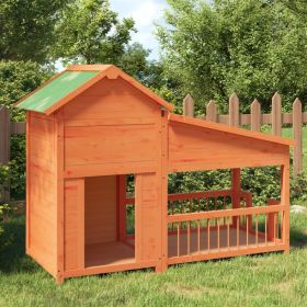 Large Solid Pine Outdoor Dog Kennel, Rustic Brown