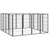 16-Panel Black Steel Dog Playpen - 19.7 x 39.4 Panels