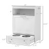Elevated 2-Bowl Dog Feeding Station with Storage, White