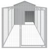 Light Gray Steel Dog House with 159 Inch Extended Run