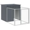 Anthracite Steel Dog House with 200 Inch Ventilated Run