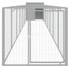 PawSafe Light Gray Steel Dog House with Sloped-Roof Run