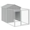 Light Gray Steel Dog House with 159 Inch Extended Run