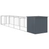 Anthracite Steel Dog House with 200 Inch Ventilated Run