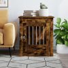 Smoked Oak Dog Crate Furniture with Lockable Door