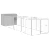 Light Gray Steel Dog House & Run 84 x 341 Inch