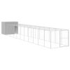 Light Gray Steel Dog House & Mesh Run for Large Dogs